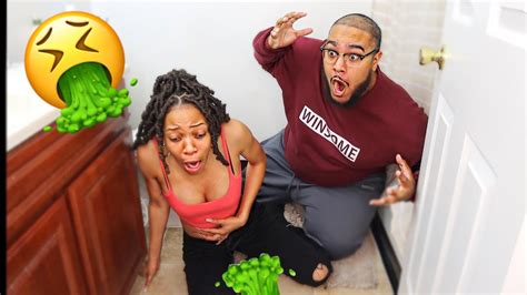 Throwing Up While Pregnant Prank On Husband Cute Reaction Youtube