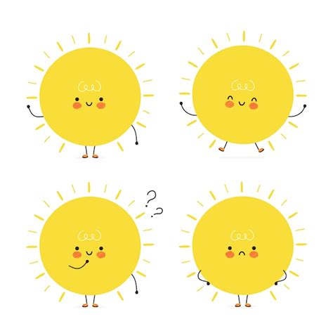 Premium Vector Cute Happy Sun Characters Set