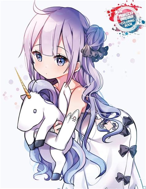 Unicorn Cute Anime Girl Coloring Page Coloring Pages