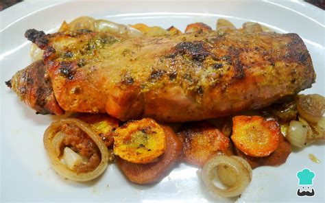 Solomillo de cerdo al horno con verduras Fácil