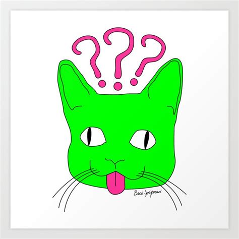 Heckin Confused Derp Cat V2 By Brock Springstead Art Print By Brock