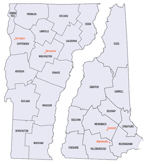 Map Of New Hampshire And Vermont Maping Resources