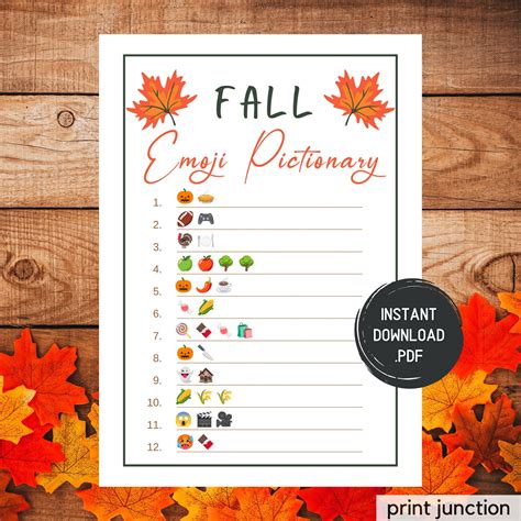 Fall Emoji Pictionary Printable Fall Party Games Fall Activities For