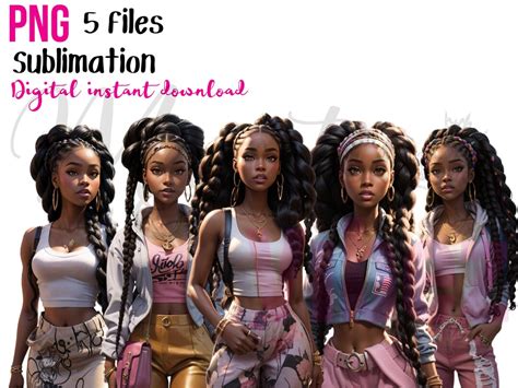 Black Girl Clip Art Png Sublimation D Art Black Girl Magic Digital Download Melanin Queen Afro