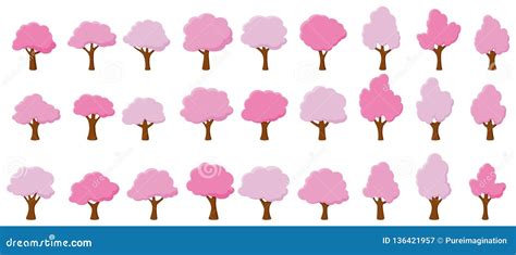 Cartoon Garden Pink Trees Stock Vector Illustration Of Holiday 136421957