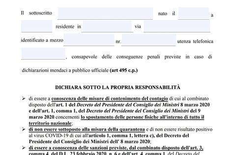 Autocertificazione Covid Il Modulo Per L Autocertificazione Degli My