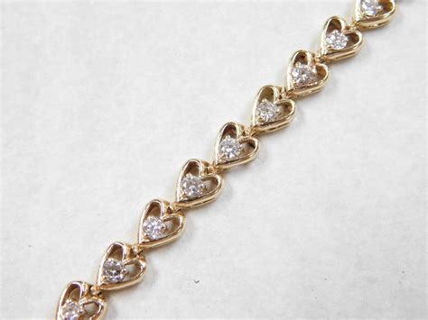 Vintage 14k Gold 112 Ctw Diamond Heart Bracelet ~ 7 14 From