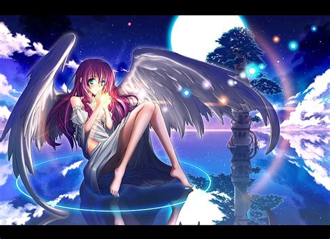 Anime Angel Alas Cabello Largo Chicas Anime Luz De Luna