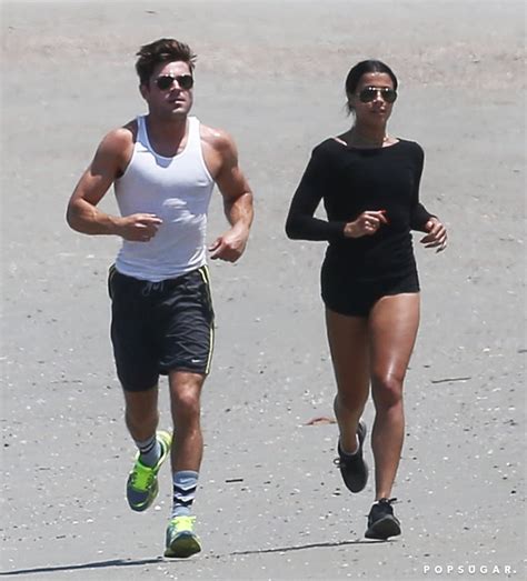 Zac Efron And Sami Miro Run On The Beach May 2015 Popsugar Celebrity Photo 2
