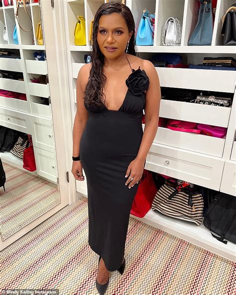 Mindy Kaling Shows Off A Very Slimmed Down Figure In A Plunging Black Gown