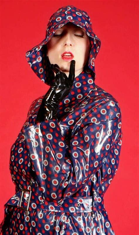 Polished Elegant And Shiny In Her Floral Pvc Mackintosh Rain Fashion Rainwear Girl Rain Wear