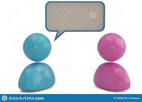 Two Persons And Dialog Box On White Background.3D Illustration Stock ...