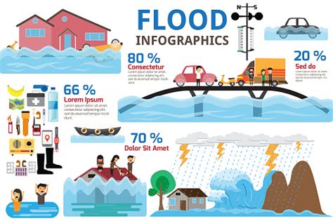 Flood Disaster Infographics Brochure Elements Of Flood Disaster And