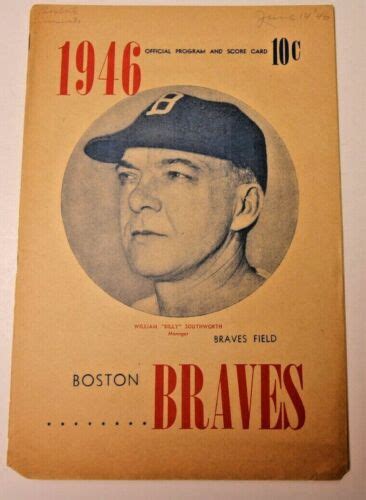 1946 Boston Braves Program Scorecard Scored Rare Vs Cincinnati Reds Ebay