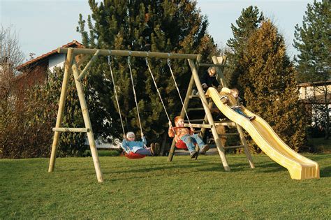 Portique leroy merlin latest bois pas cher leclerc fort de. Balançoire double avec toboggan | Migros