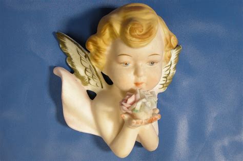 New Tilso Japan Painted Bisque Porcelain Cherub Angel Wall Etsy