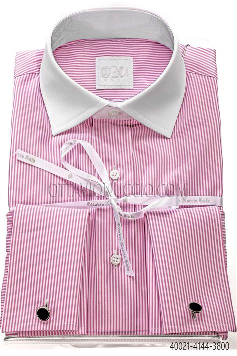 Pink Striped Cotton Shirt With Contrast Collar Shop It