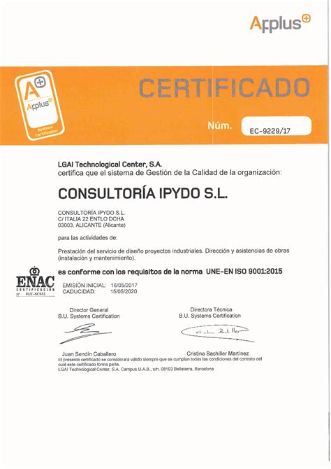 Certificado de calidad quality guarantee. certificado ISO 9001 consultoria ipydo - Consultoría ipYdo ...
