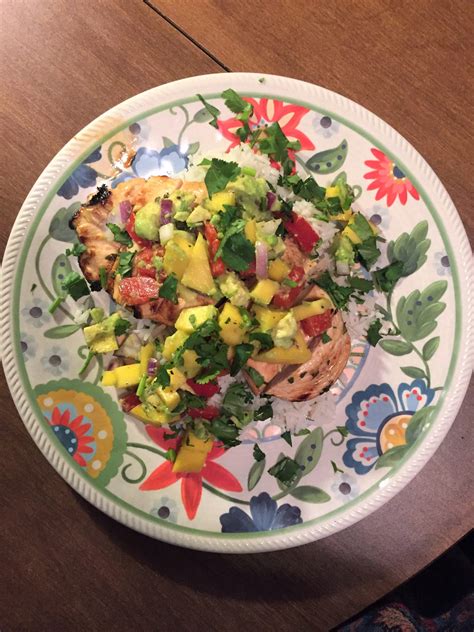 And it's super easy to make! Mango Avocado Salsa Smothered Chicken over Cilantro-Lime ...