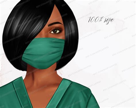 African American Nurses Clip Art Quarantine Clipart Women In Etsy