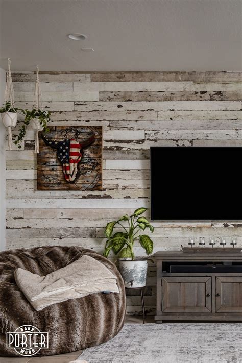 Speckled White Living Room Porter Barn Wood