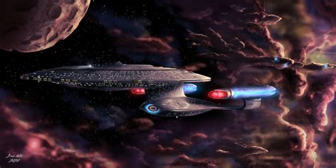 Star Trek Art Uss Enterprise D Star Nursery Dan Voltz Art