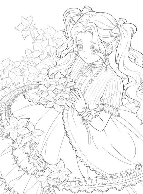New Flower And Girl Coloring Book Secret Garden Style Anime Characters