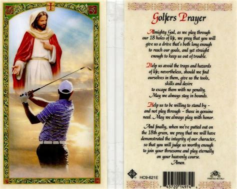 Golfers Prayer Laminated Card Item Eb109 Golfing Golf Play Game