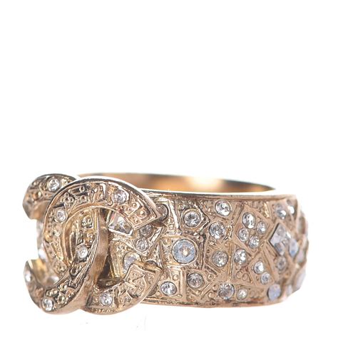 Chanel Crystal Cc Ring 675 Gold 320104 Fashionphile