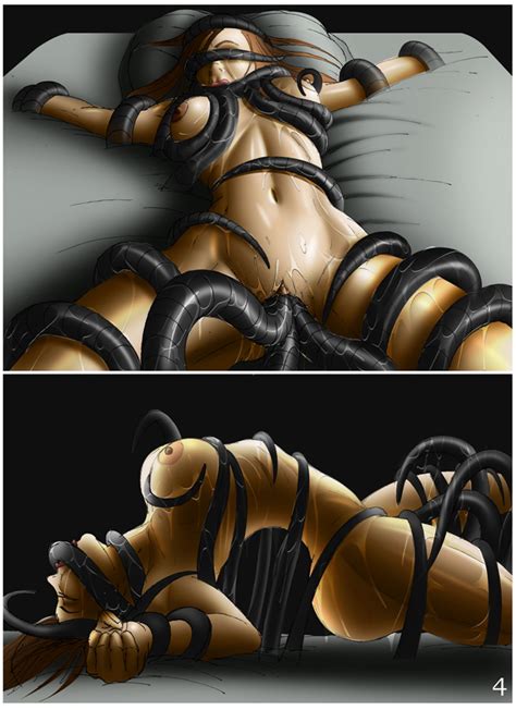 rule 34 arched back bed brown hair demon female girl monster tentacle 112608