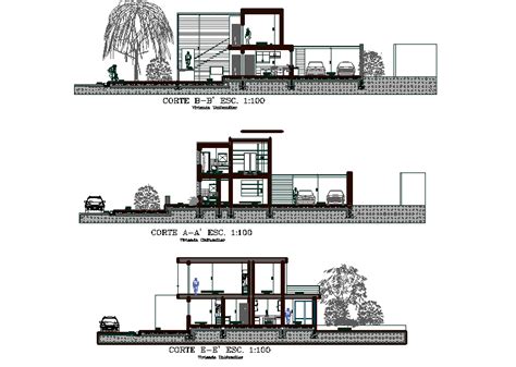 A Section View Of 21x13m Villa House Building Has Been Given In This