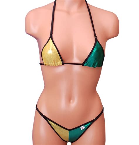 xposed skinz bikinis x105 gold green triangle back g string jamaica bi