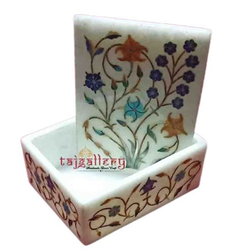 White Decorative Marble Box Shape Rectangular Size 3 By 4 Inches At