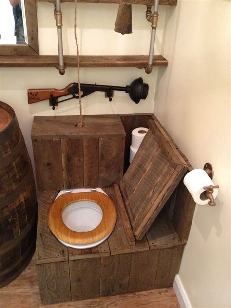 Barrel Sink Rustic Toilet Opened Rustic Bathrooms Rustic Bathroom