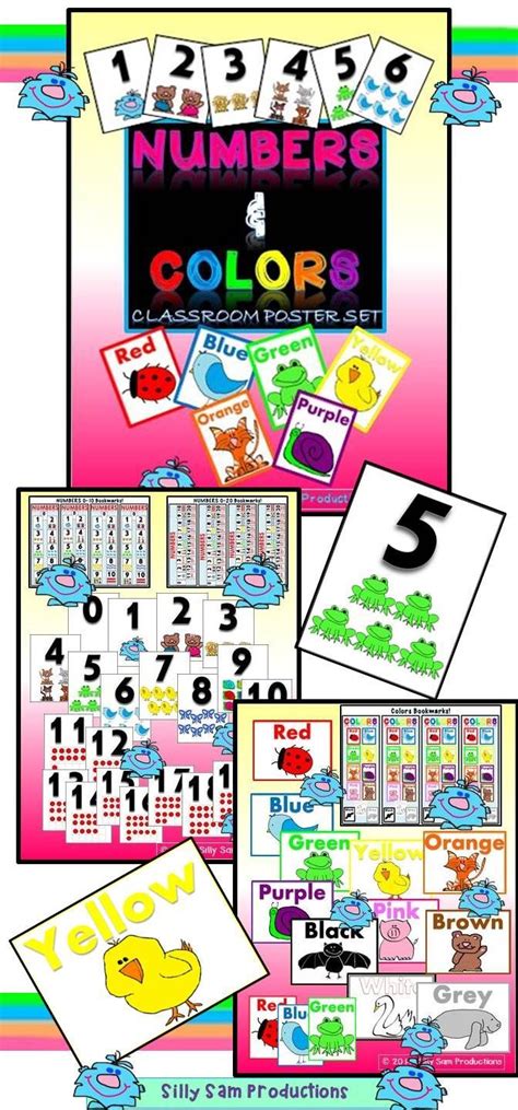 Numbers And Colors Posters And Bookmarks For A Primary Classroom