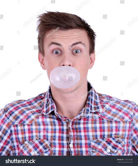 Young Man Blowing Bubble Chewing Gum Stock Photo 173513240 Shutterstock