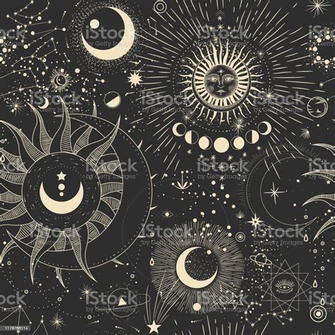 Vector Illustration Set Of Moon Phases Different Stages Of Moonlight