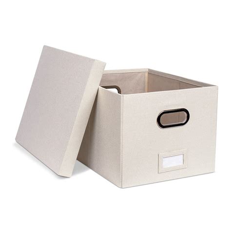 1 Pack Collapsible File Storage Organizer With Lid Cream Birdrock Home
