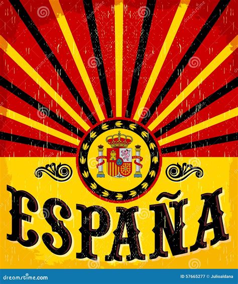 Espana Texto Espanhol Da Espanha Cartão Do Vintage Ilustração Do