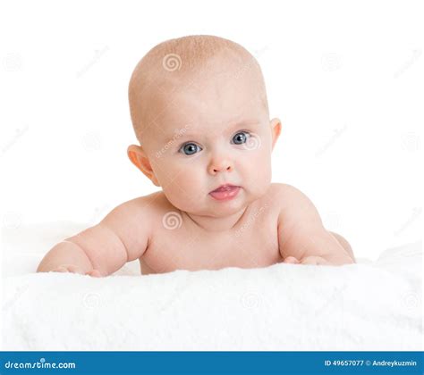 Cute Baby Lying On White Towel Stock Image Image Of Person Adorable