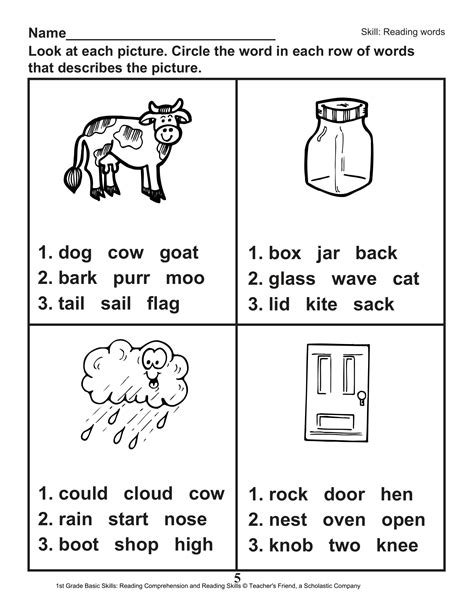Worksheets For First Graders Reading