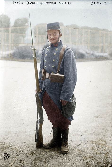 French Soldier In Service Uniform Circa 1914 World War One First