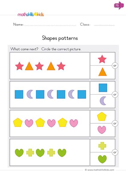 Patterns Worksheets For Kindergarten Pattern Recognition Worksheets