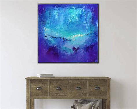 Extra Large Abstract Blue Paintings On Canvas Modern Fine Art Etsy