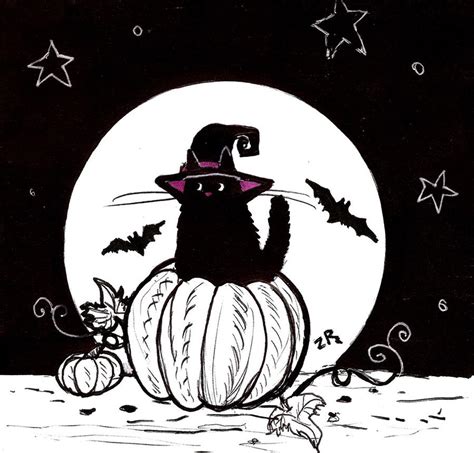 Inktober Halloween Cat By Zarielcharoitite On Deviantart