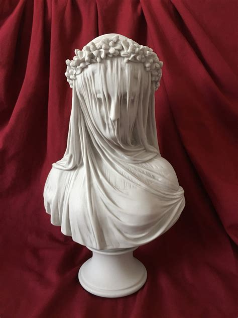 Veiled Lady Bust Sculpture Female Antique Art Statue In Marble Stone