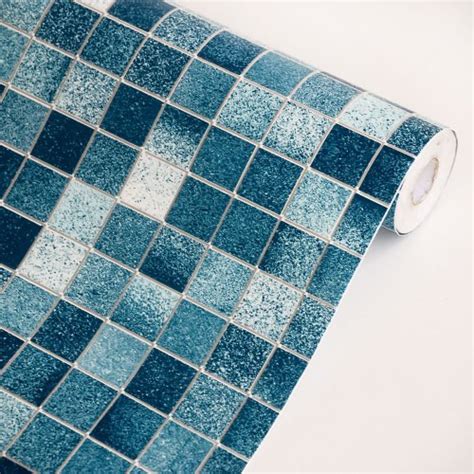 Blue Mosaic Self Adhesive Wallpaper Home Decorroll ~ Best