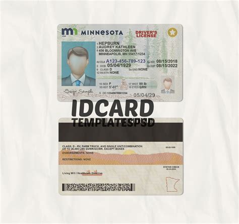 Examples of such documents for u.s. Minnesota Driver License Psd - ID CARD TEMPLATES PSD