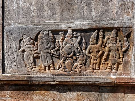 Relief Carving Of Vamana Vishnu Avatar Killing Asura King Bali On The