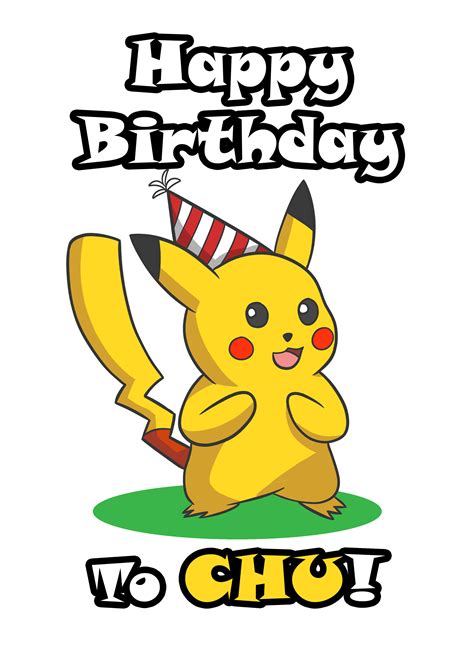 Happy Birthday To Chu Pikachu Birthday Card Etsy